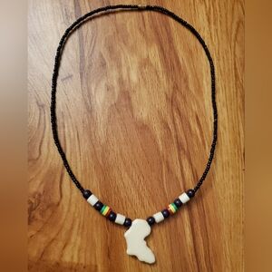 Black and Cream Beaded Necklace with Pendant